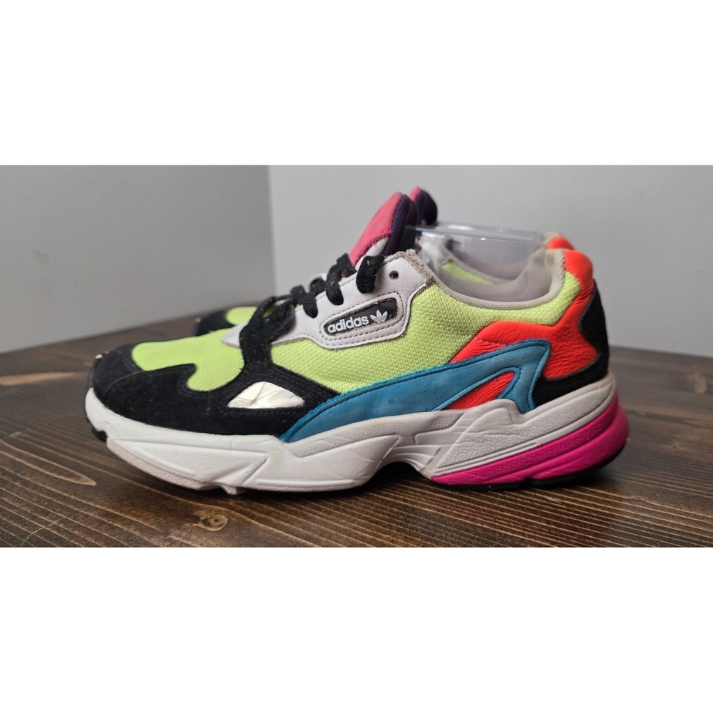 Adidas Falcon Women's Sneakers Size 9 Black Yellow White Blue Shoes CG6210